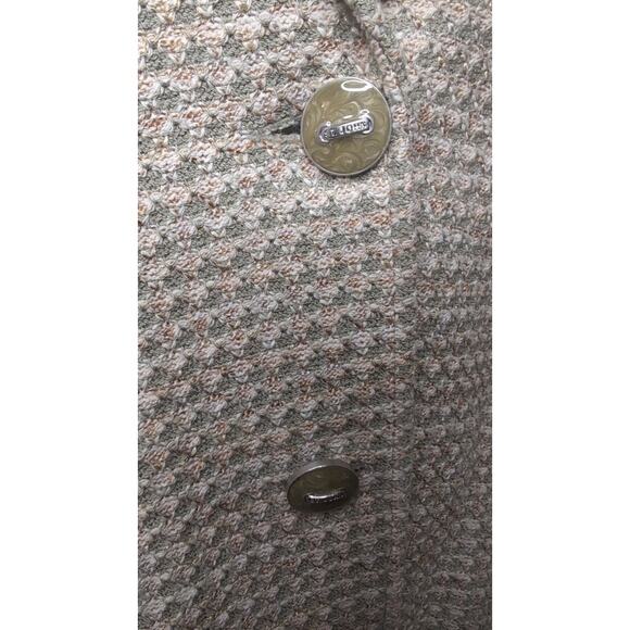 St. John pastel neutral tweed fringe blazer skirt set - Picture 3 of 12